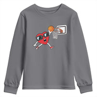 Basketball Valentines Youth Sweatshirt Cute Red Heart Playing Basketball Player Team Boys - Wonder Print Shop