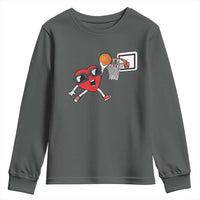 Basketball Valentines Youth Sweatshirt Cute Red Heart Playing Basketball Player Team Boys - Wonder Print Shop
