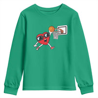 Basketball Valentines Youth Sweatshirt Cute Red Heart Playing Basketball Player Team Boys - Wonder Print Shop