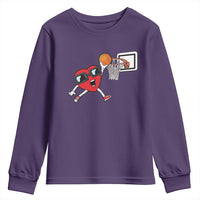 Basketball Valentines Youth Sweatshirt Cute Red Heart Playing Basketball Player Team Boys - Wonder Print Shop