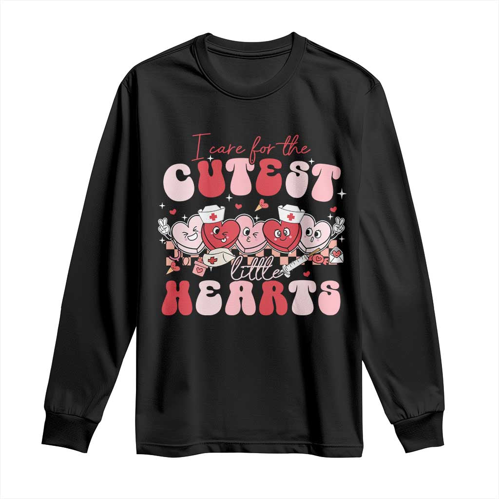 Nurse Valentine Gift Long Sleeve Shirt Care For Cutest Little Hearts