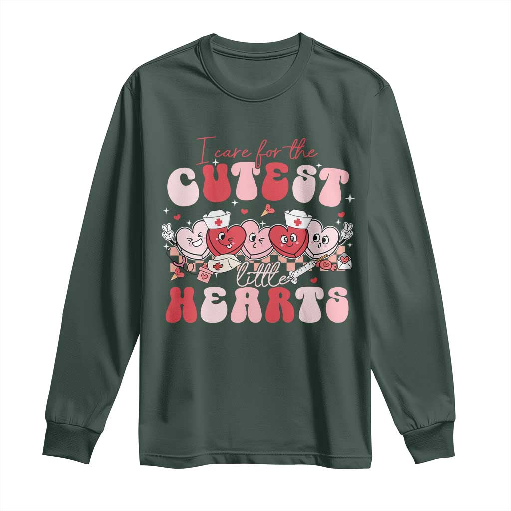 Nurse Valentine Gift Long Sleeve Shirt Care For Cutest Little Hearts