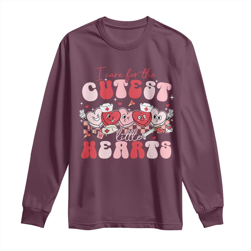 Nurse Valentine Gift Long Sleeve Shirt Care For Cutest Little Hearts