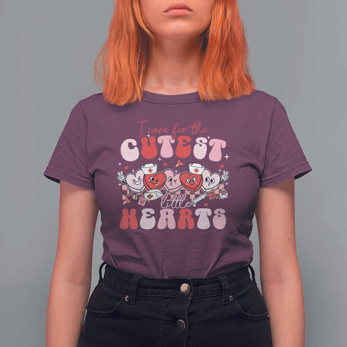 Nurse Valentine Gift T Shirt For Women Care For Cutest Little Hearts