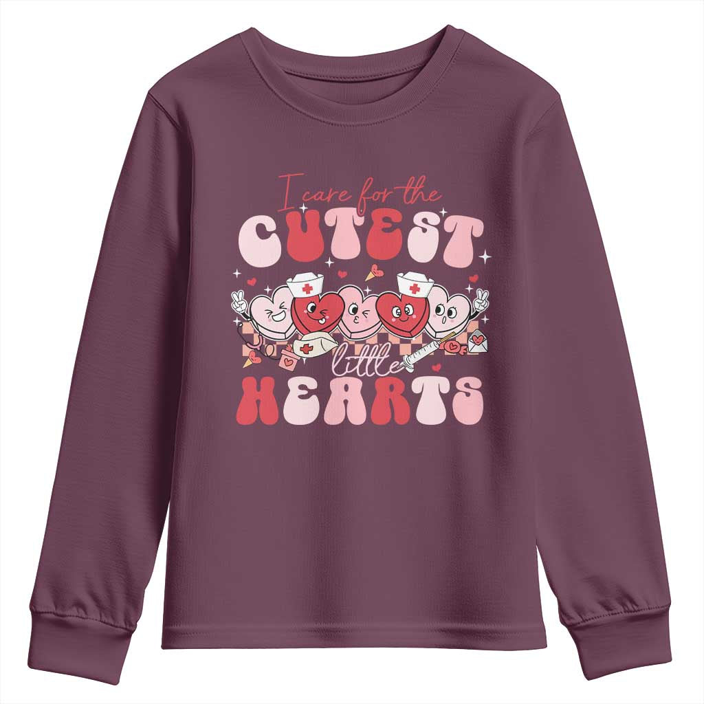 Nurse Valentine Gift Youth Sweatshirt Care For Cutest Little Hearts