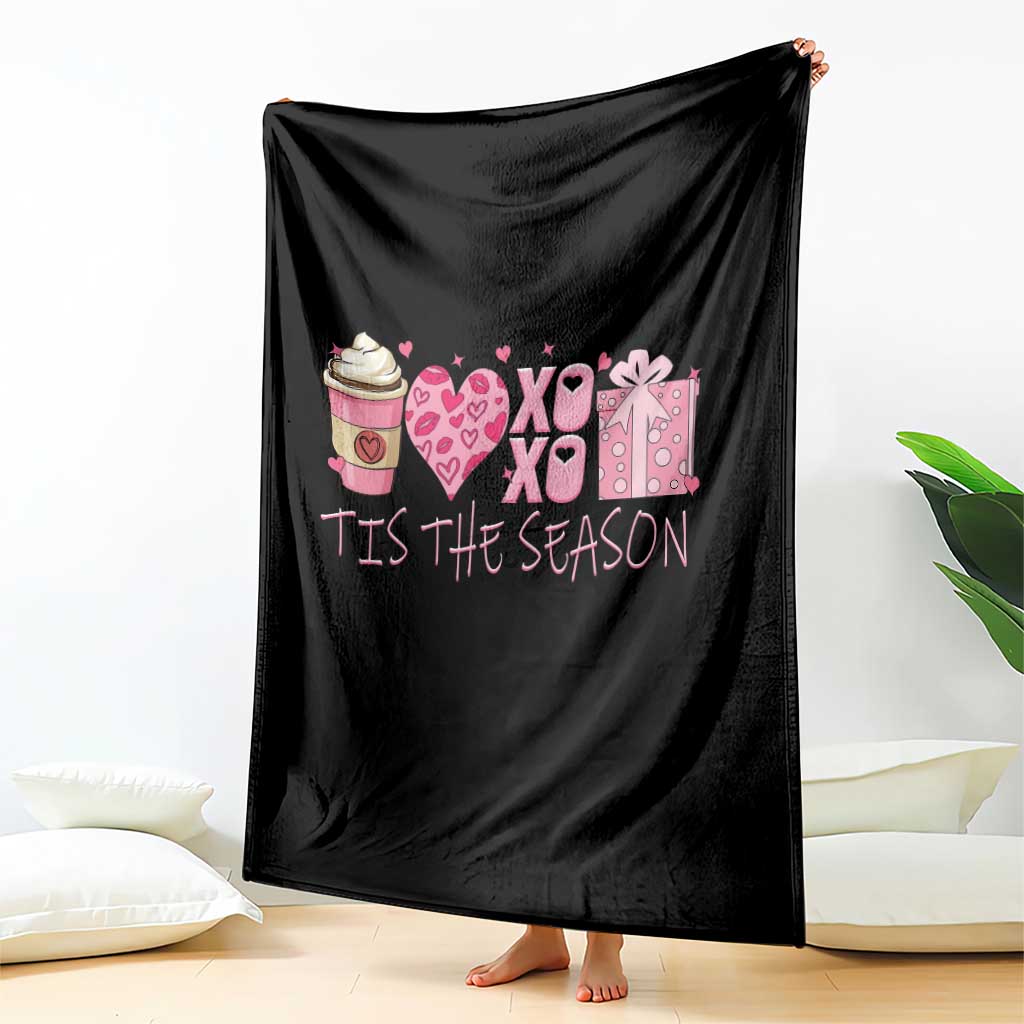 Valentine Coffee Throw Blanket Love Heart XOXO Cute Graphic Valentines Day