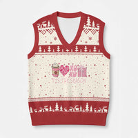 Valentine Coffee V-Neck Knit Sweater Vest Love Heart XOXO Cute Graphic Valentines Day