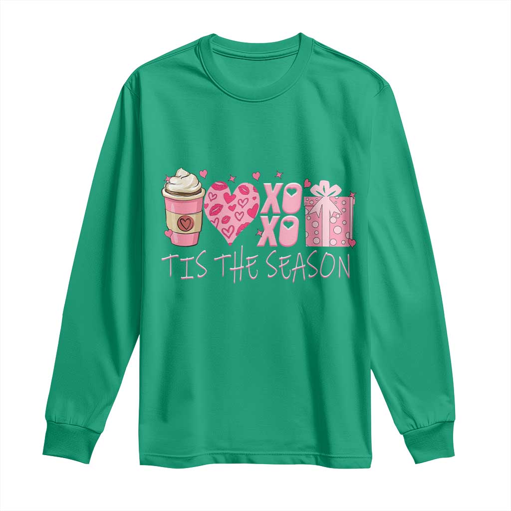 Valentine Coffee Long Sleeve Shirt Love Heart XOXO Cute Graphic Valentines Day