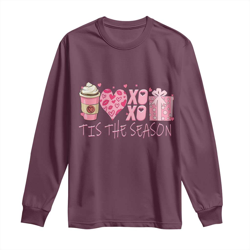 Valentine Coffee Long Sleeve Shirt Love Heart XOXO Cute Graphic Valentines Day