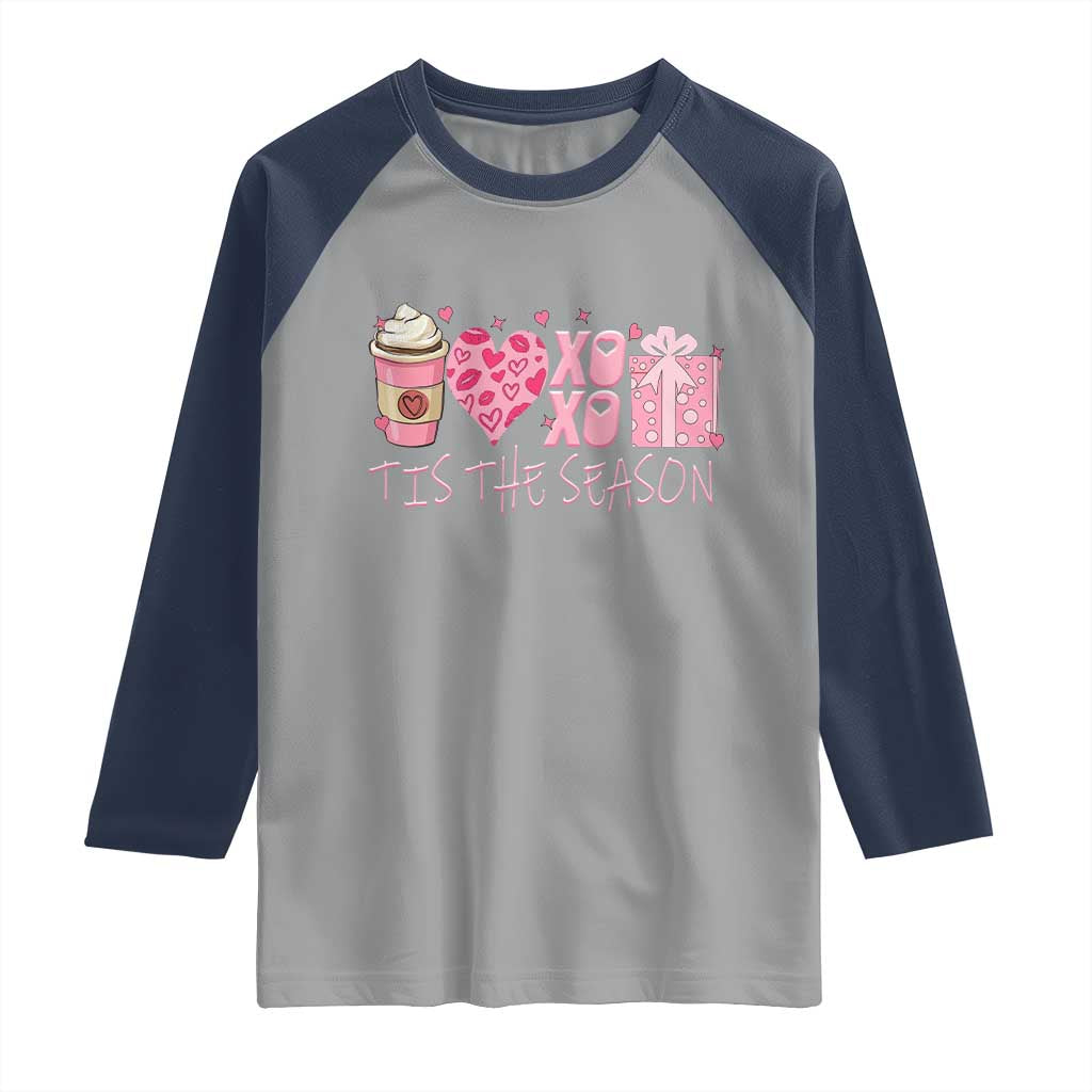 Valentine Coffee Raglan Shirt Love Heart XOXO Cute Graphic Valentines Day