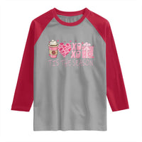 Valentine Coffee Raglan Shirt Love Heart XOXO Cute Graphic Valentines Day