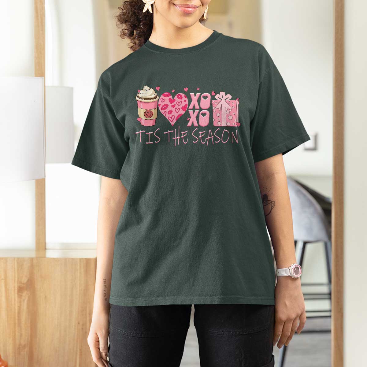 Valentine Coffee T Shirt For Women Love Heart XOXO Cute Graphic Valentines Day