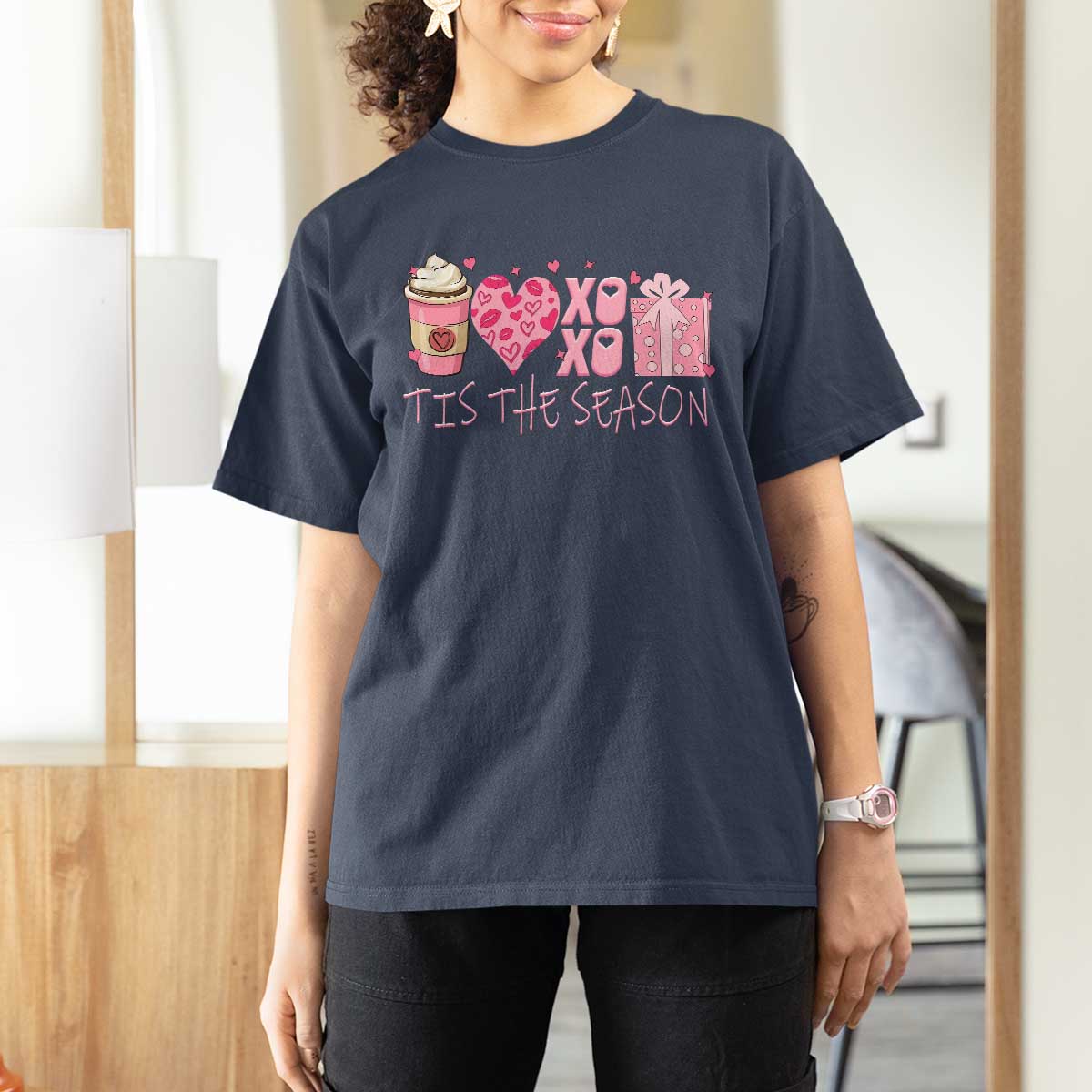 Valentine Coffee T Shirt For Women Love Heart XOXO Cute Graphic Valentines Day