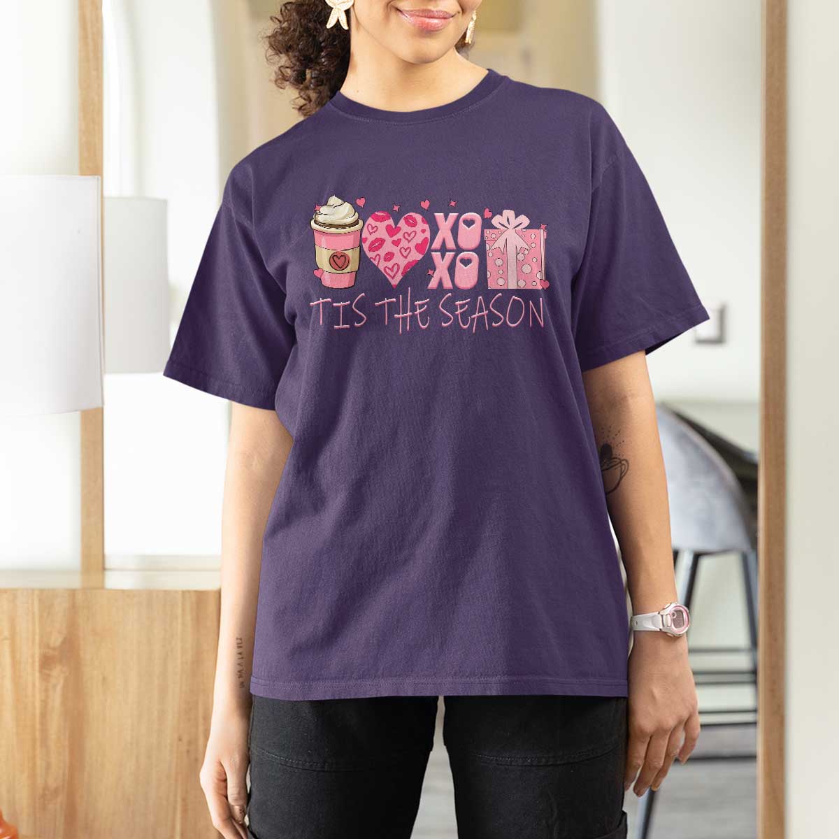 Valentine Coffee T Shirt For Women Love Heart XOXO Cute Graphic Valentines Day
