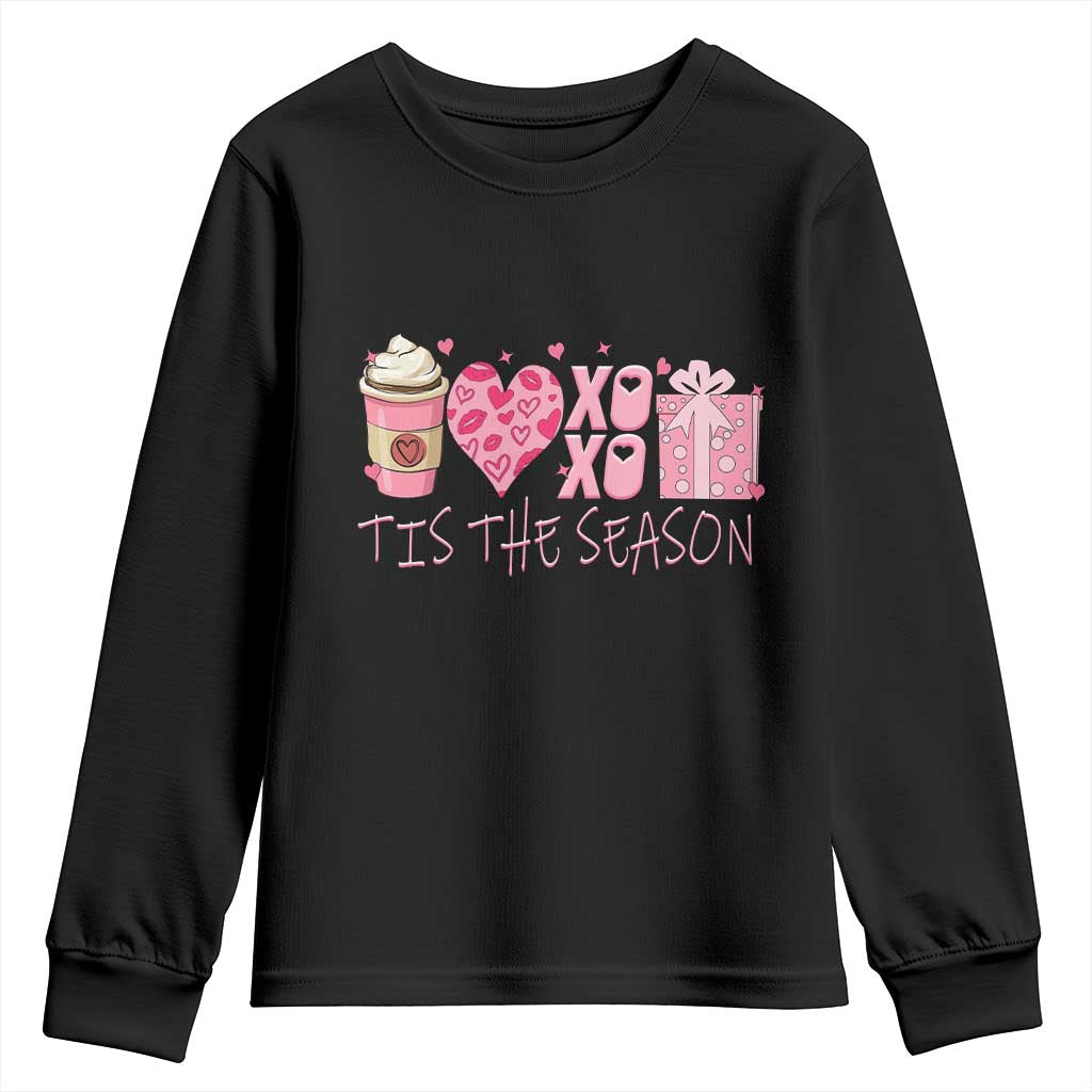 Valentine Coffee Youth Sweatshirt Love Heart XOXO Cute Graphic Valentines Day
