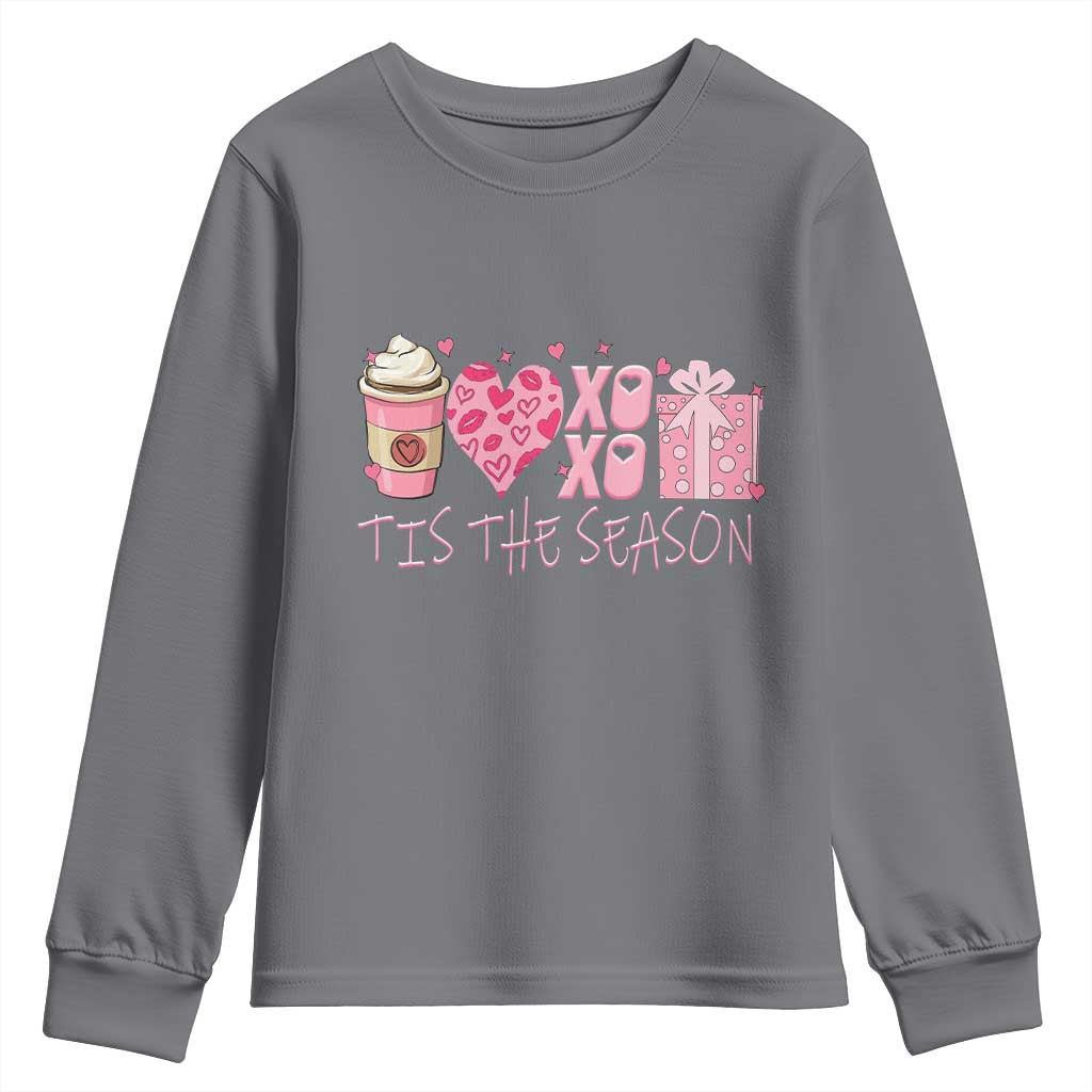 Valentine Coffee Youth Sweatshirt Love Heart XOXO Cute Graphic Valentines Day
