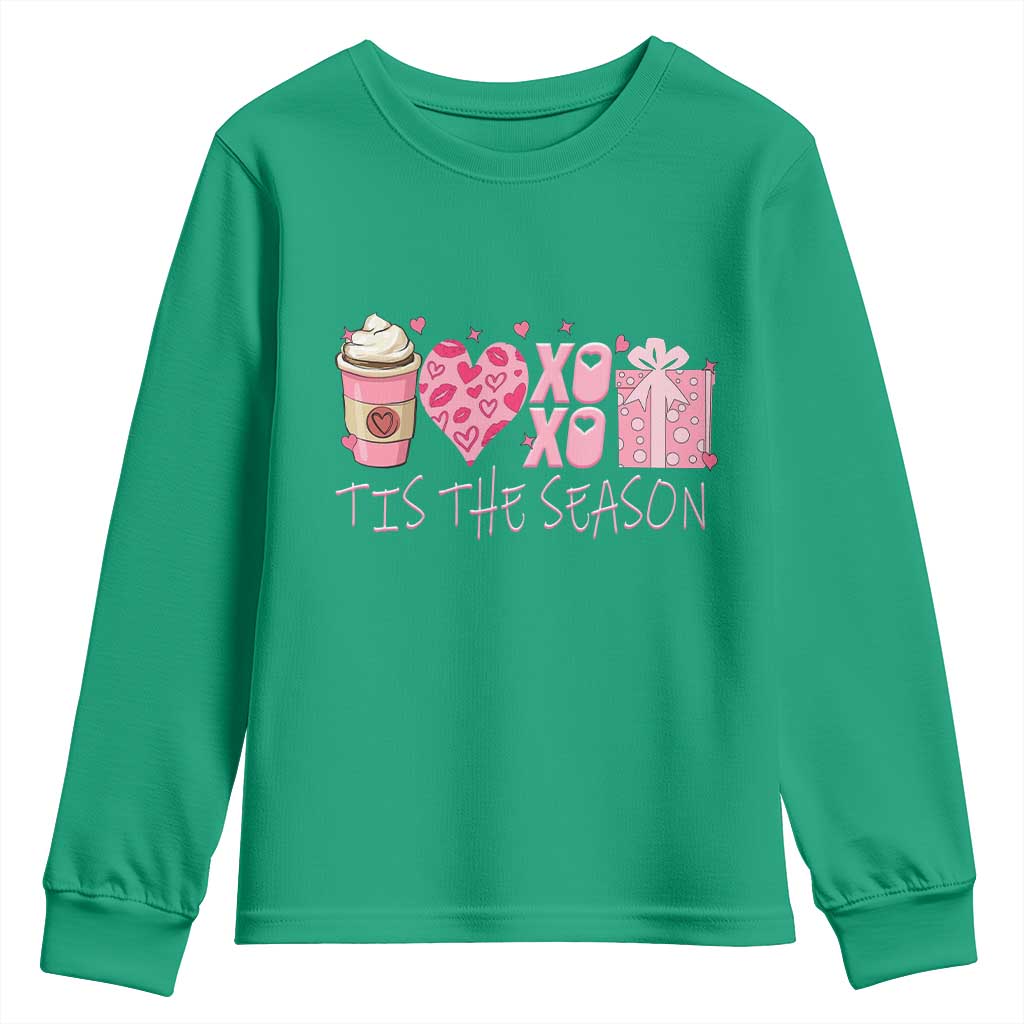 Valentine Coffee Youth Sweatshirt Love Heart XOXO Cute Graphic Valentines Day