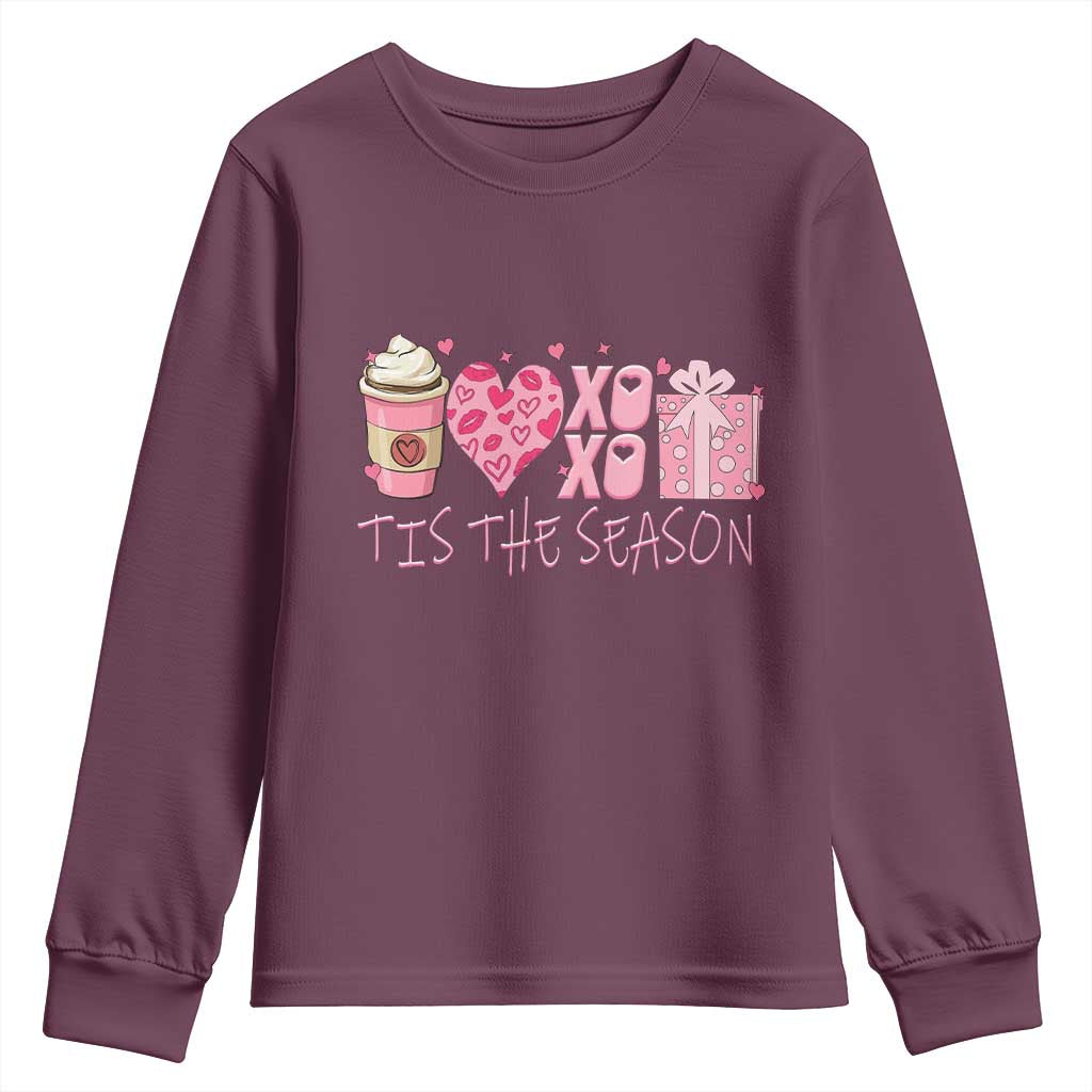Valentine Coffee Youth Sweatshirt Love Heart XOXO Cute Graphic Valentines Day