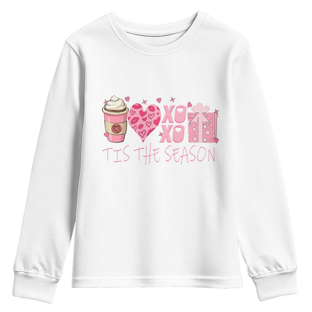 Valentine Coffee Youth Sweatshirt Love Heart XOXO Cute Graphic Valentines Day