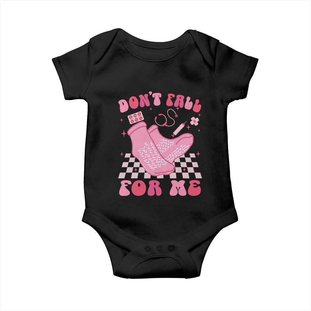 Funny Nurse Valentine Gift Baby Onesie Don't Fall For Me ER RN