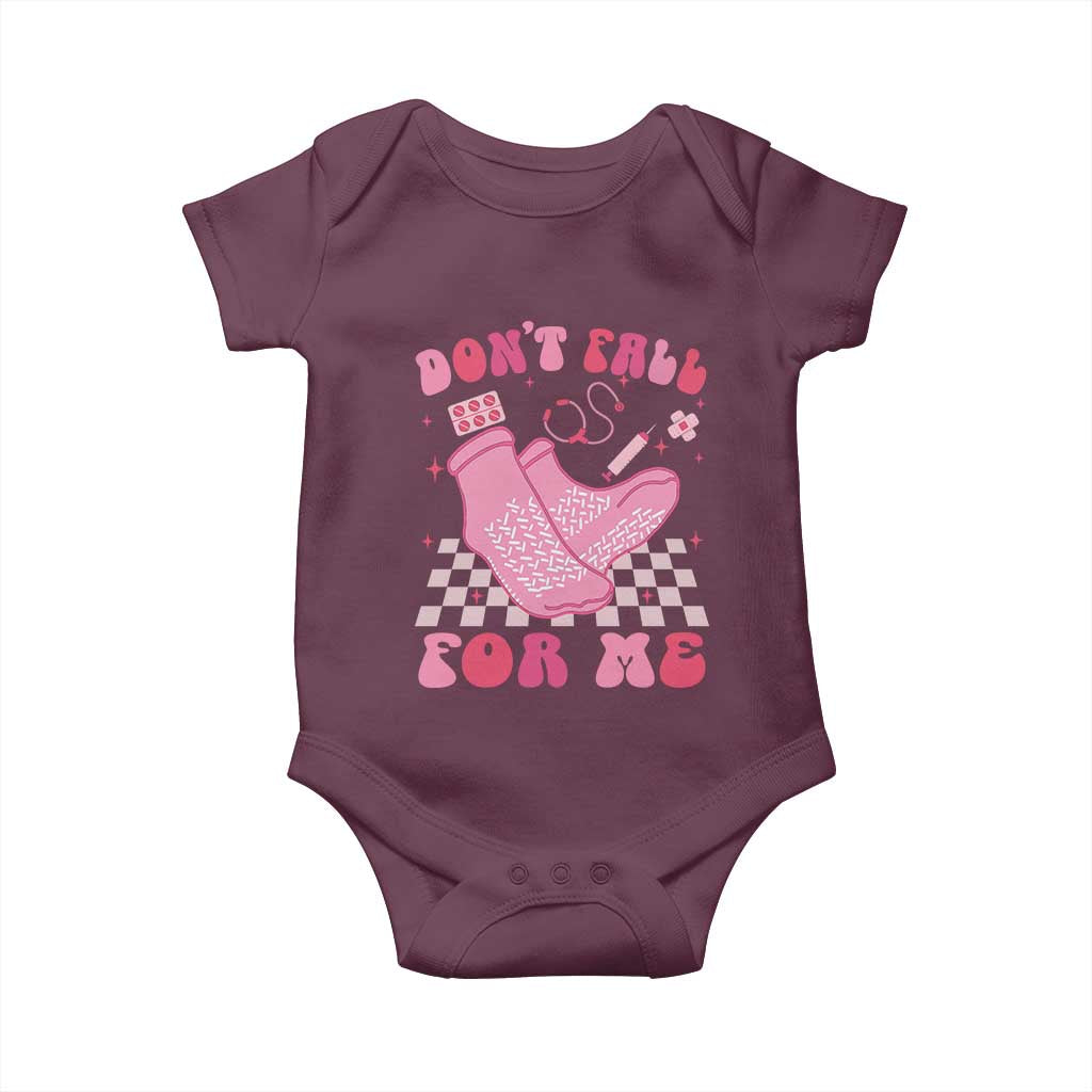 Funny Nurse Valentine Gift Baby Onesie Don't Fall For Me ER RN