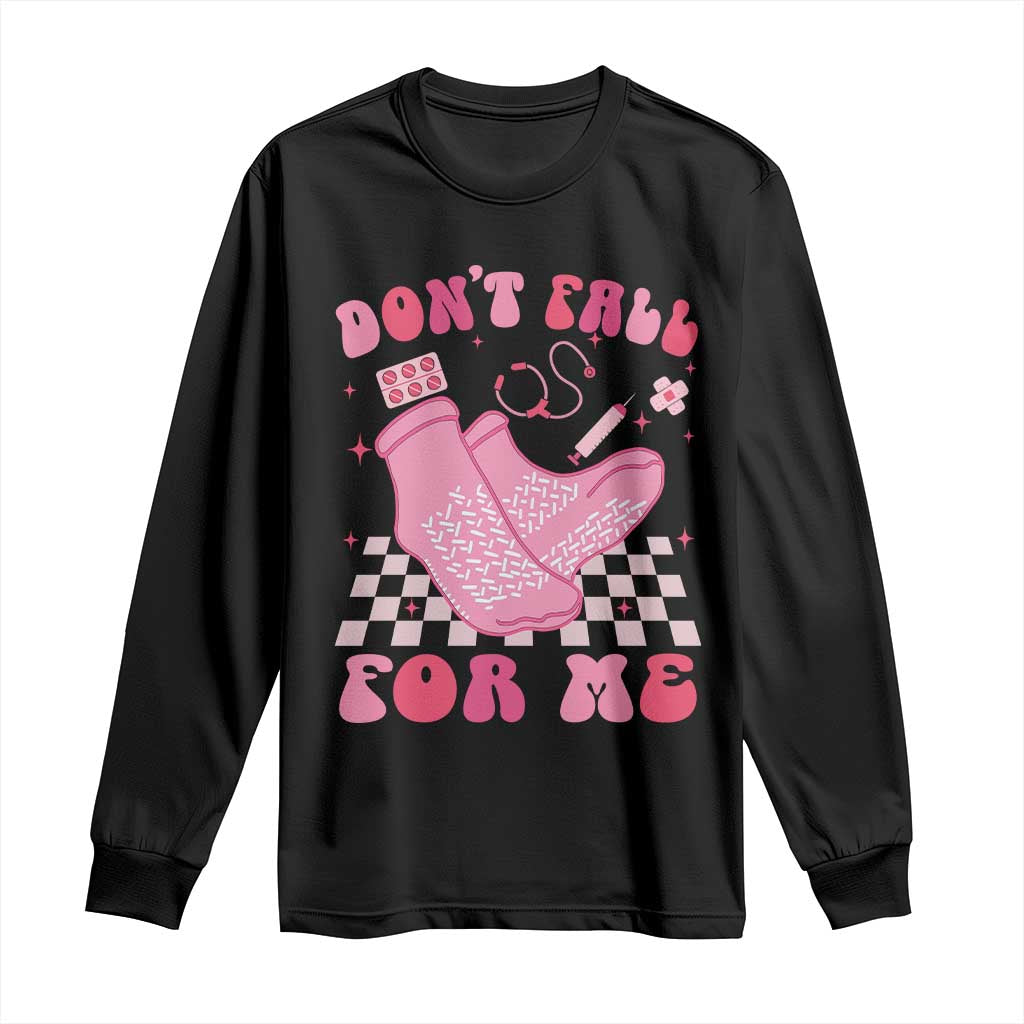 Funny Nurse Valentine Gift Long Sleeve Shirt Don't Fall For Me ER RN