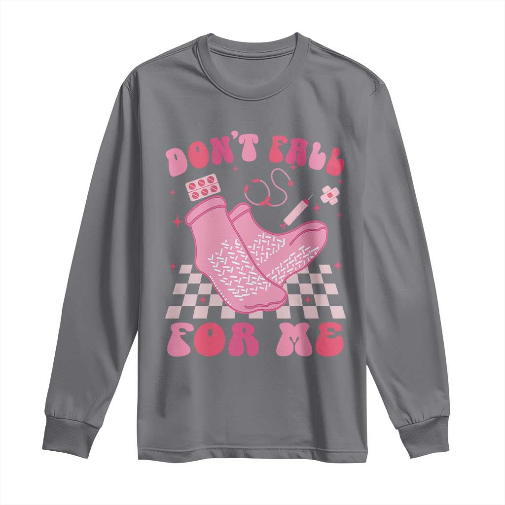 Funny Nurse Valentine Gift Long Sleeve Shirt Don't Fall For Me ER RN