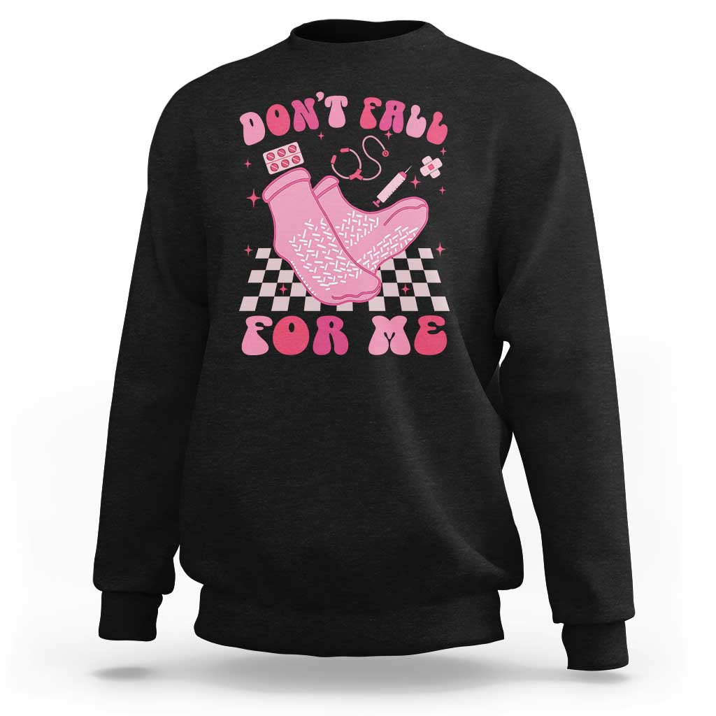Funny Nurse Valentine Gift Sweatshirt Don't Fall For Me ER RN