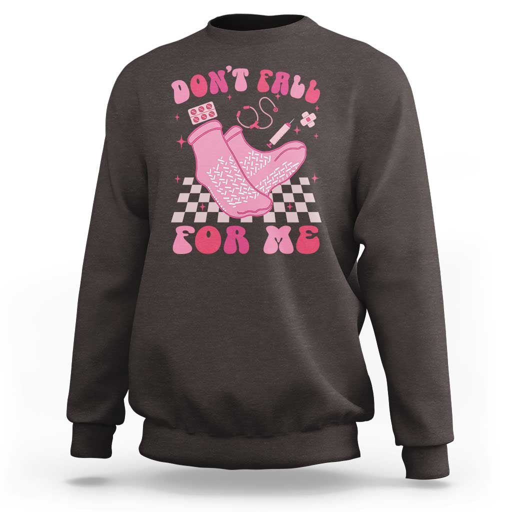 Funny Nurse Valentine Gift Sweatshirt Don't Fall For Me ER RN