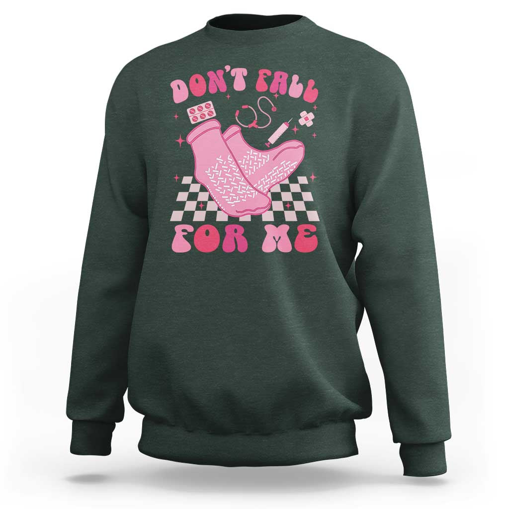 Funny Nurse Valentine Gift Sweatshirt Don't Fall For Me ER RN