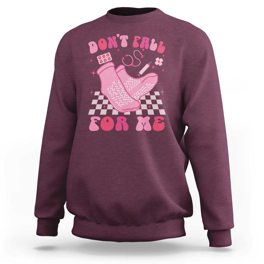 Funny Nurse Valentine Gift Sweatshirt Don't Fall For Me ER RN