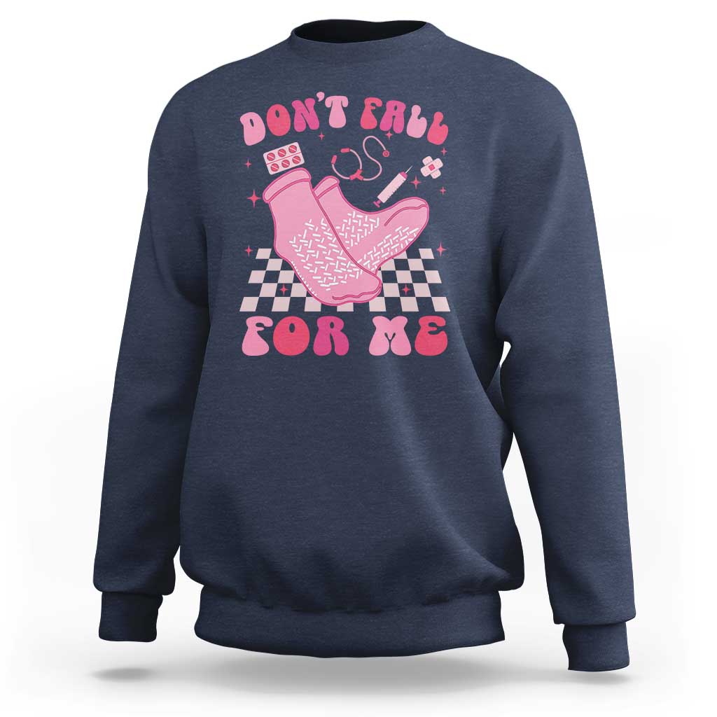 Funny Nurse Valentine Gift Sweatshirt Don't Fall For Me ER RN