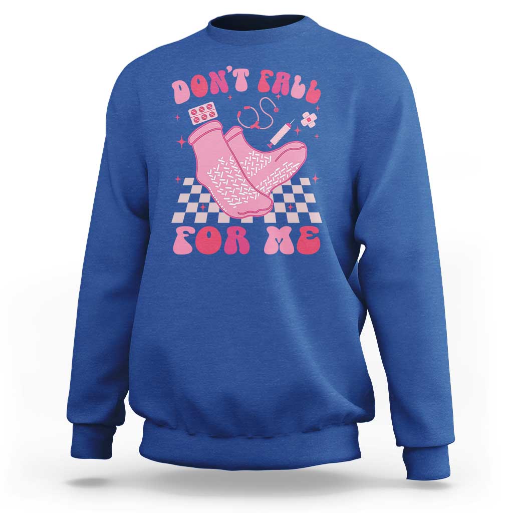Funny Nurse Valentine Gift Sweatshirt Don't Fall For Me ER RN