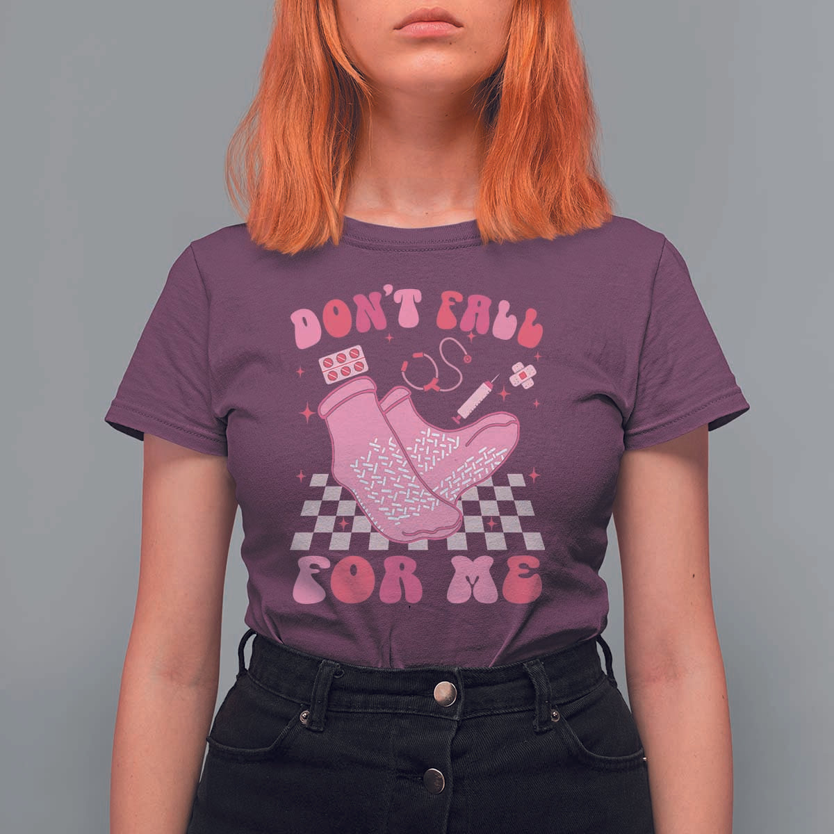 Funny Nurse Valentine Gift T Shirt For Women Don't Fall For Me ER RN