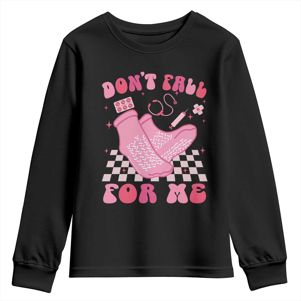 Funny Nurse Valentine Gift Youth Sweatshirt Don't Fall For Me ER RN