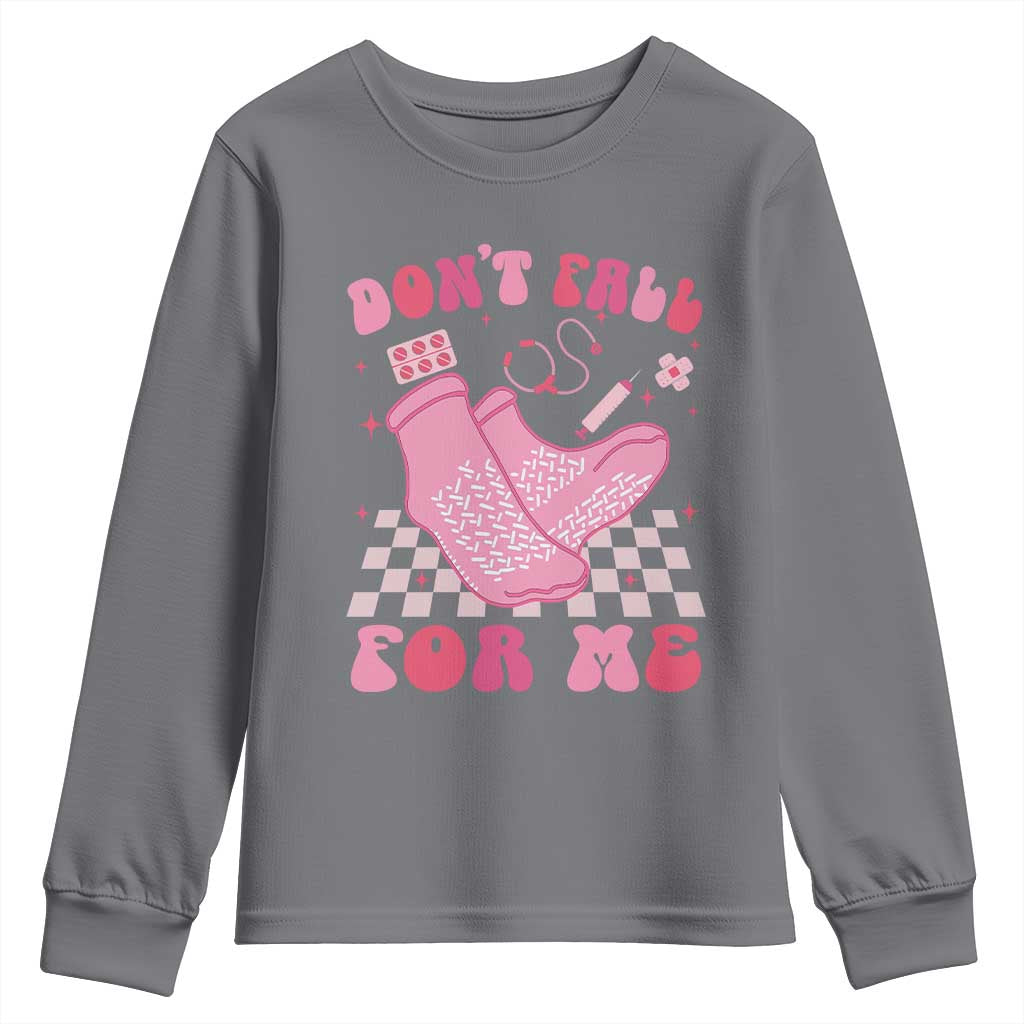Funny Nurse Valentine Gift Youth Sweatshirt Don't Fall For Me ER RN
