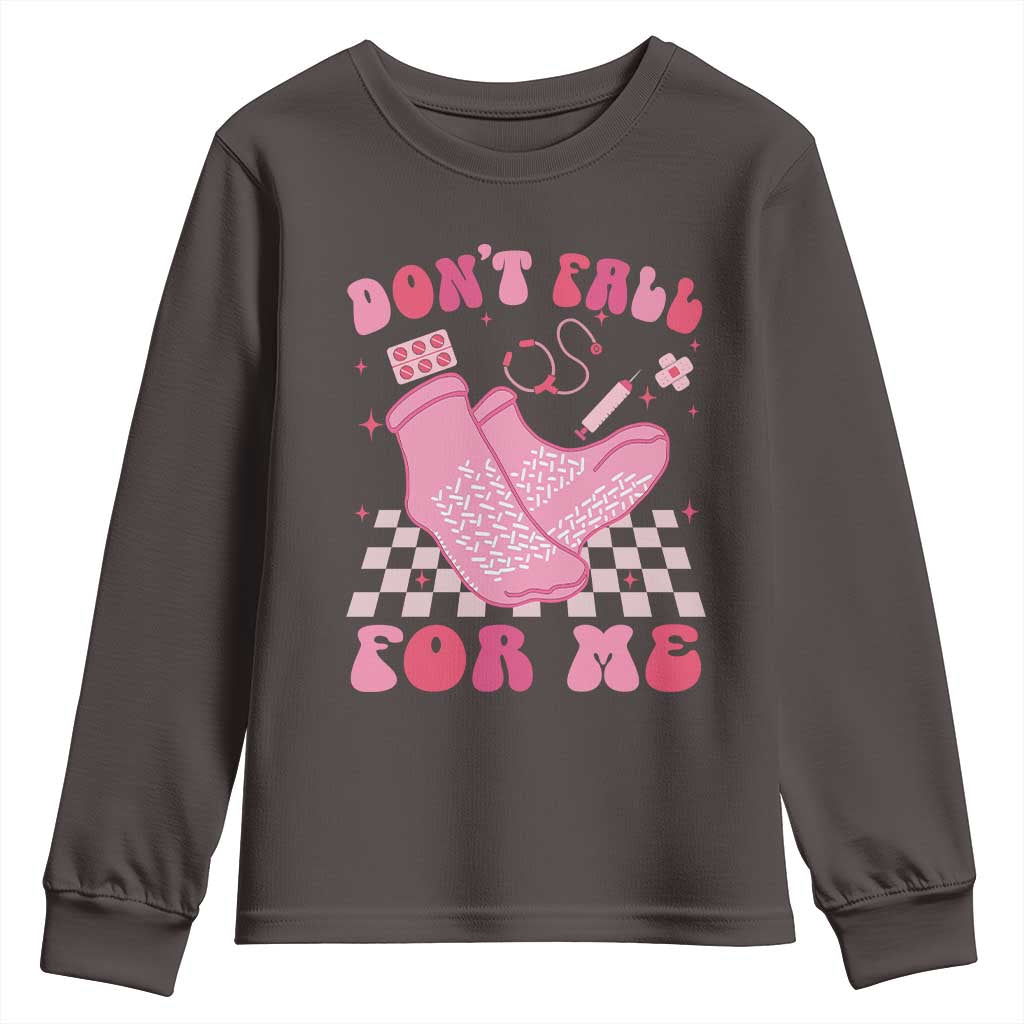 Funny Nurse Valentine Gift Youth Sweatshirt Don't Fall For Me ER RN