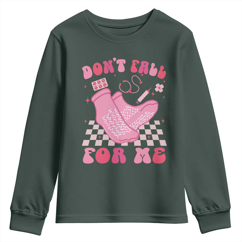 Funny Nurse Valentine Gift Youth Sweatshirt Don't Fall For Me ER RN