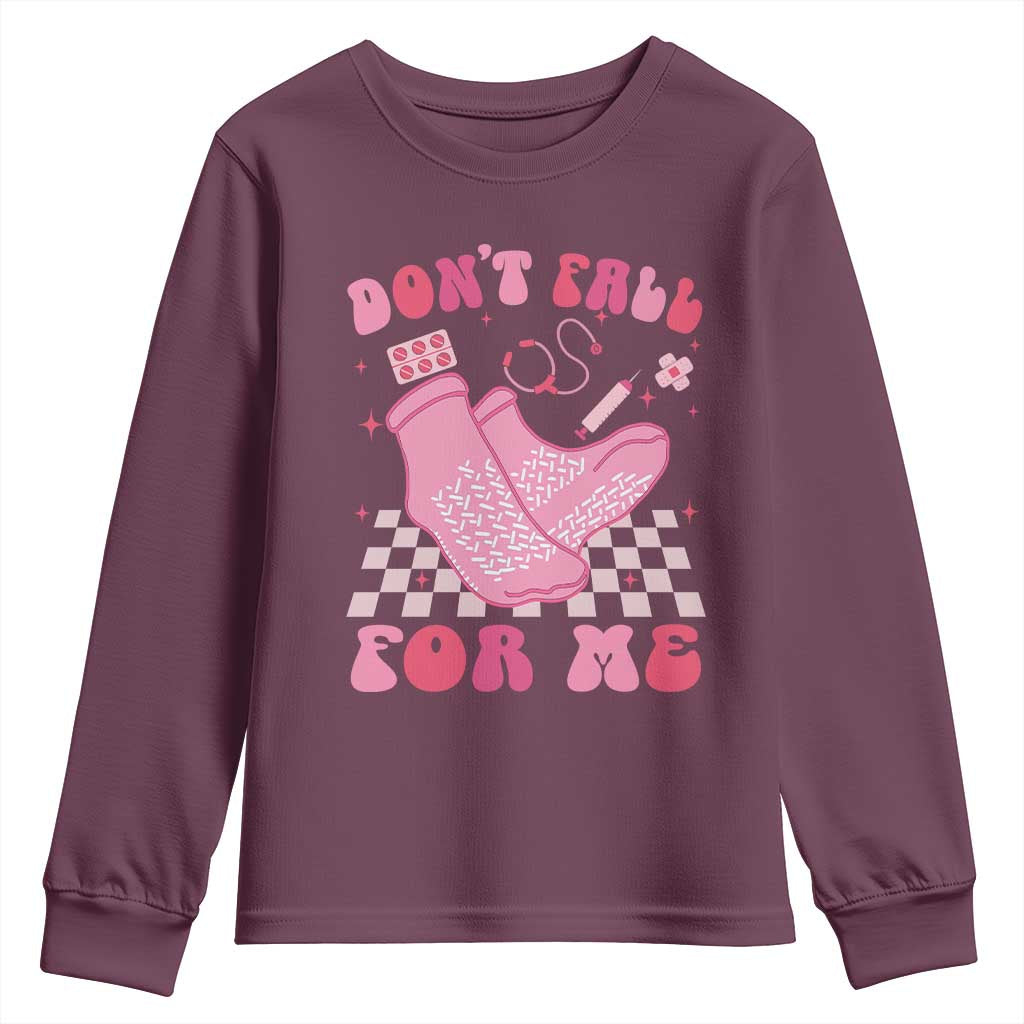 Funny Nurse Valentine Gift Youth Sweatshirt Don't Fall For Me ER RN