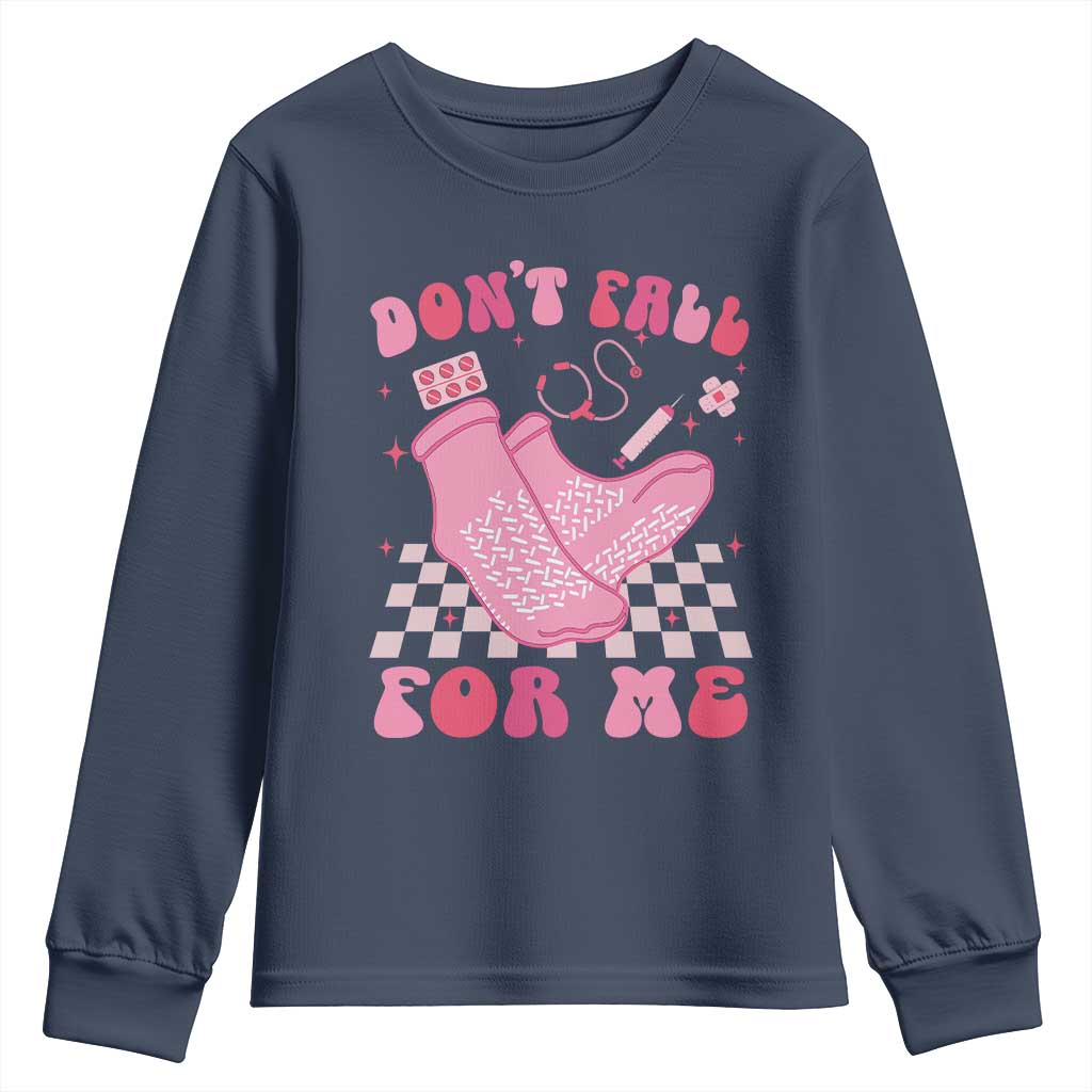 Funny Nurse Valentine Gift Youth Sweatshirt Don't Fall For Me ER RN