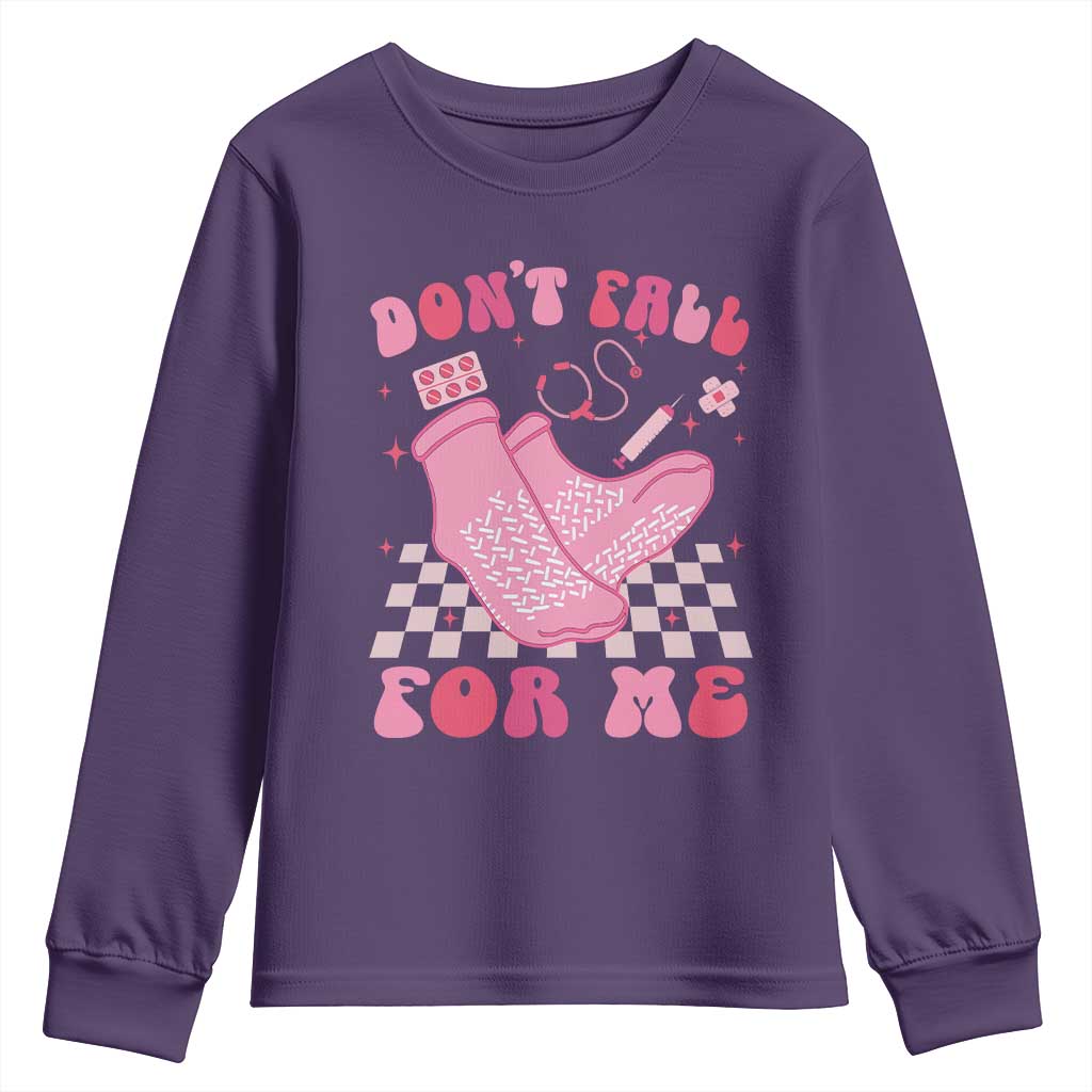 Funny Nurse Valentine Gift Youth Sweatshirt Don't Fall For Me ER RN