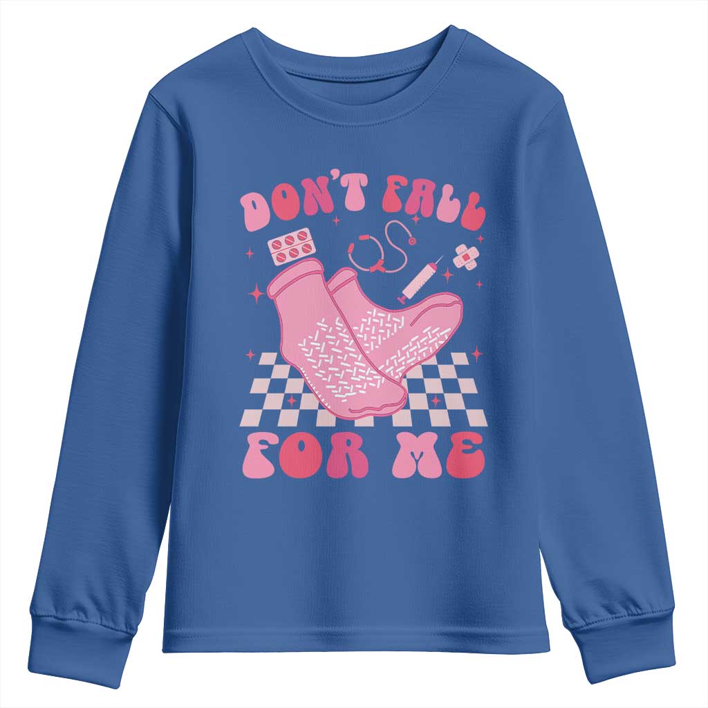 Funny Nurse Valentine Gift Youth Sweatshirt Don't Fall For Me ER RN