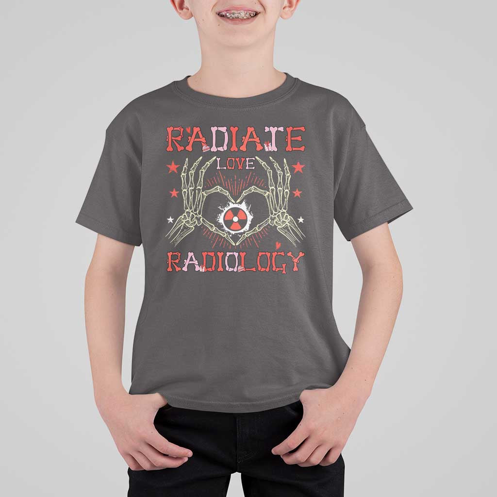 Valentines Radiology T Shirt For Kid Retro Rad Tech Skeleton Radiate Love Radiology
