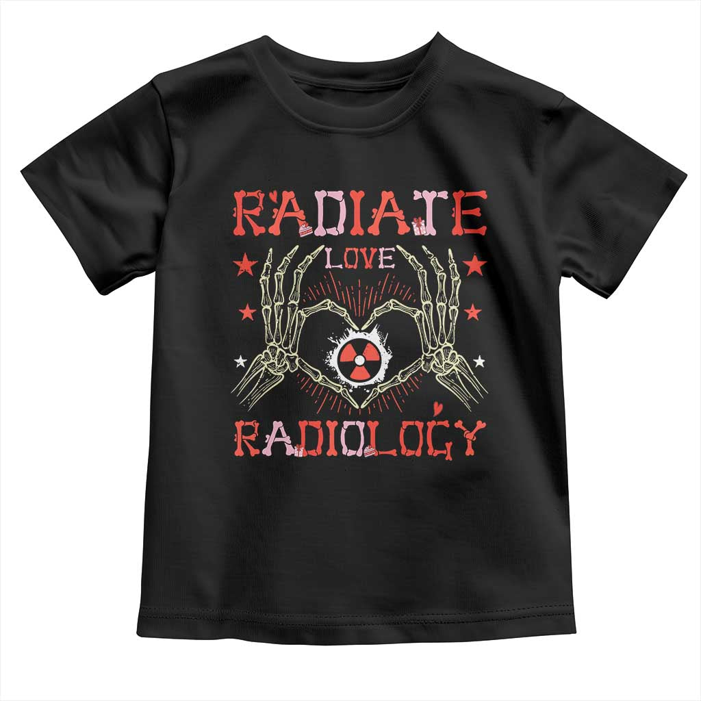 Valentines Radiology Toddler T Shirt Retro Rad Tech Skeleton Radiate Love Radiology