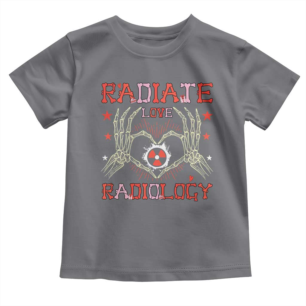 Valentines Radiology Toddler T Shirt Retro Rad Tech Skeleton Radiate Love Radiology