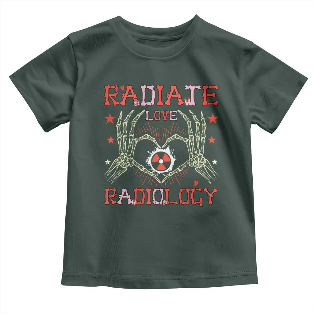 Valentines Radiology Toddler T Shirt Retro Rad Tech Skeleton Radiate Love Radiology