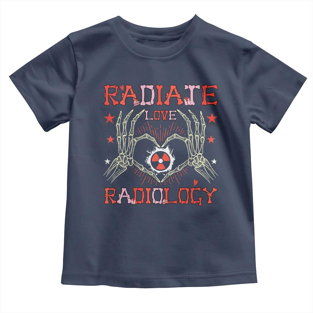 Valentines Radiology Toddler T Shirt Retro Rad Tech Skeleton Radiate Love Radiology