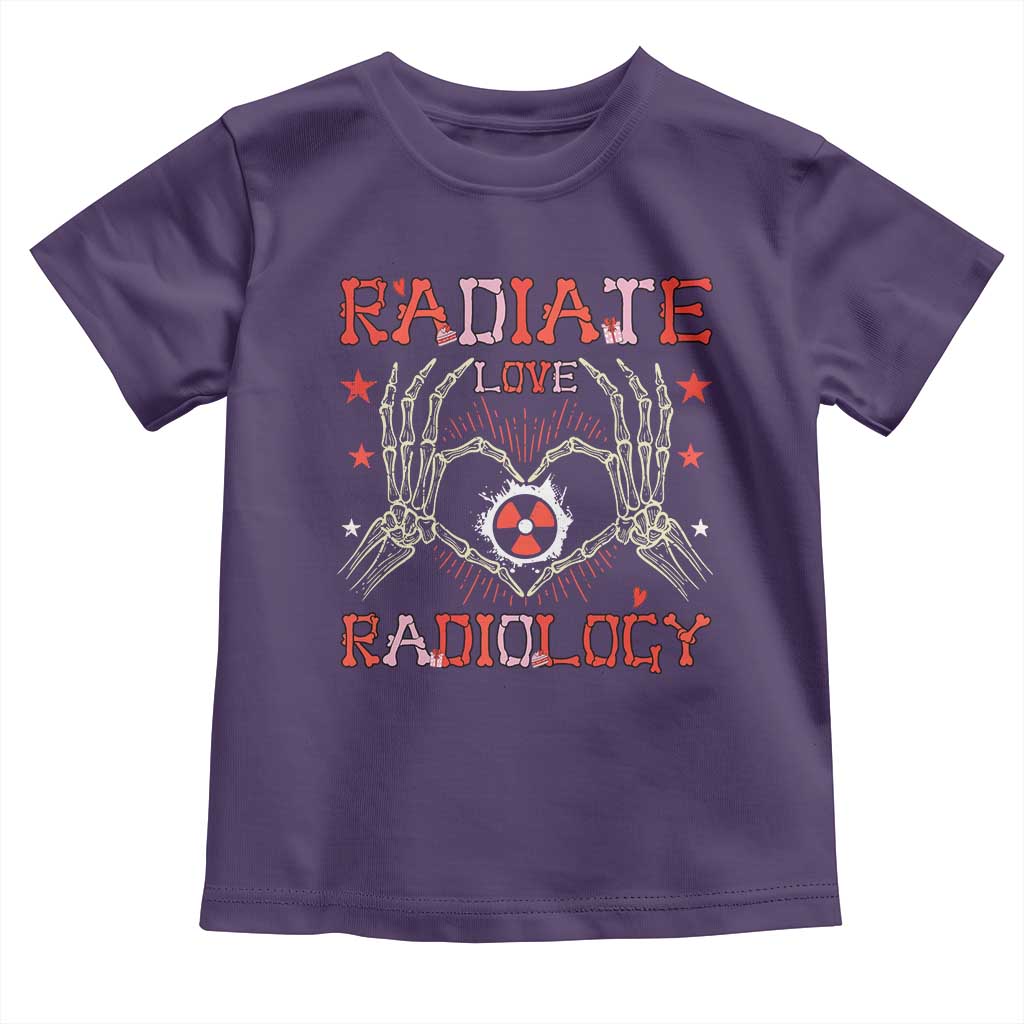 Valentines Radiology Toddler T Shirt Retro Rad Tech Skeleton Radiate Love Radiology