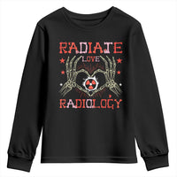 Valentines Radiology Youth Sweatshirt Retro Rad Tech Skeleton Radiate Love Radiology