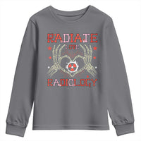 Valentines Radiology Youth Sweatshirt Retro Rad Tech Skeleton Radiate Love Radiology